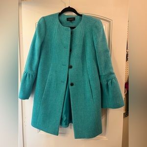 Talbots teal flare sleeve pea coat. Size 4. Like new!